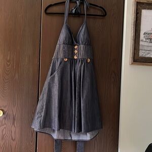 City Studio denim halter dress. Semi backless. Size 9 NWT